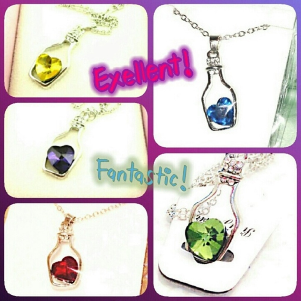 Get 5 Silver Toned Drift Bottle Necklaces ❗❕